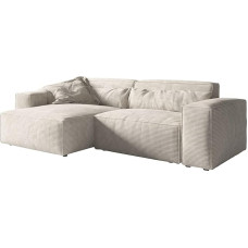 DELIFE Sirpio kampinė sofa XL Cord Beige 270 x 170 cm reguliuojamas šezlongas