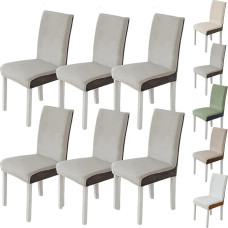 Zeyeo wasserdichte Stuhlhussen-Set (1/2/4/6 Stück) Plaid Jacquard Parson Stretch Schonbezug Für Küche/Hotel (Grey 6pcs)