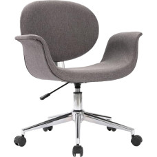 vidaXL valgomojo kėdė, sukamoji kėdė, virtuvės kėdė, reguliuojamas aukštis, valgomojo kėdė su porankiais, metalinės kojos, pilkas audinys