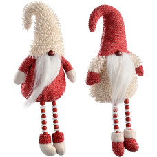 WeRChristmas sitzend Santa gonks mit Bead Beine, Weihnachtsdekoration, 38 cm, rot/weiß, 2 Stück