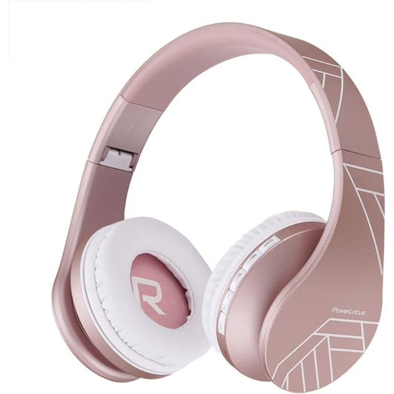 PowerLocus Wireless Headphones Over Ear Headphones Bluetooth with Microphone Foldable Soft Ear Pads Hi-Fi Stereo Bass Headset Wireless and Wired Mode for Kids/Adult/TV/PC/Home Office