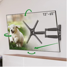 Barkan 53.5 cm Long TV Wall Mount, 13-65 Inch Swivel/Tilt/Full Motion Luxury TV Mount, Holds up to 36 kg, Extra Long Extension, for LED OLED LCD, Max. VESA 400 x 400