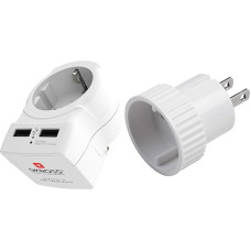 Skross 'Schutzkontakt' Country Plug Adaptor White One Size & Meister Travel Adapter Type A - For USA, Canada, Thailand & Dominican Republic