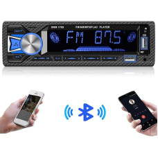 Hodozzy 1 DIN Car Radio with Bluetooth Hands-Free Kit, Dual BT Connection, MP3 Player with FM/SD/AUX/USB/7 Colours, 4 x 60 W Amplifier