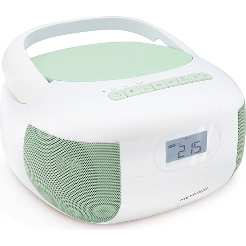 Metronic CD Player Radio Mady Bluetooth, MP3 with USB Port, Micro SD Card - Green - Metronic 477186