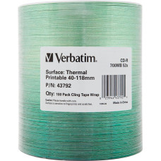 Verbatim CD-R 700MB Therma Printable 100PK WRAP, 43792
