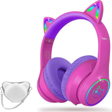 LOBKIN Children's Headphones with Bag, Wireless Headphones and Cable Bluetooth for Children, Foldable Adjustable Over Ear Headphones Children for School, Travel