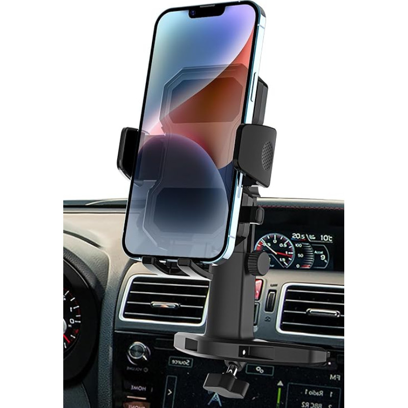 woleyi Car Mobile Phone Holder CD Slot, Mobile Phone Car Holder CD Slot with Telescopic Arm and 360° Rotation, Car CD Compartment Mobile Phone Holder for iPhone 15 Pro Max Plus 14 13, Samsung, Huawei,