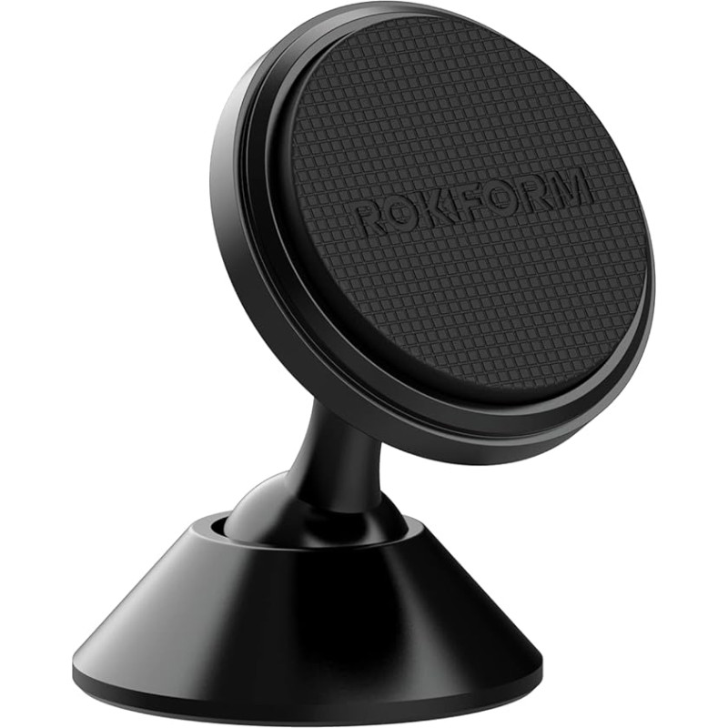 Rokform Adjustable Aluminum Swivel Mount, Universal Magnetic Car Mount/Holder, works with all Magnetic Cases - Black