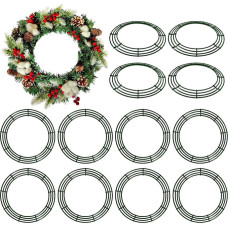 Thealyn 12 Pieces 45cm Metal Wreath Frame Green Wire Wreath Rings for Christmas New Year Party Home Decor Crafts Supplies