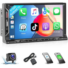 Podofo Car Radio Double DIN with Wireless Apple Carplay Android Car Bluetooth, Android 13 Car Radio 2 DIN with 7 Inch Screen Touchscreen Display with WLAN GPS FM/RDS + Reversing Camera