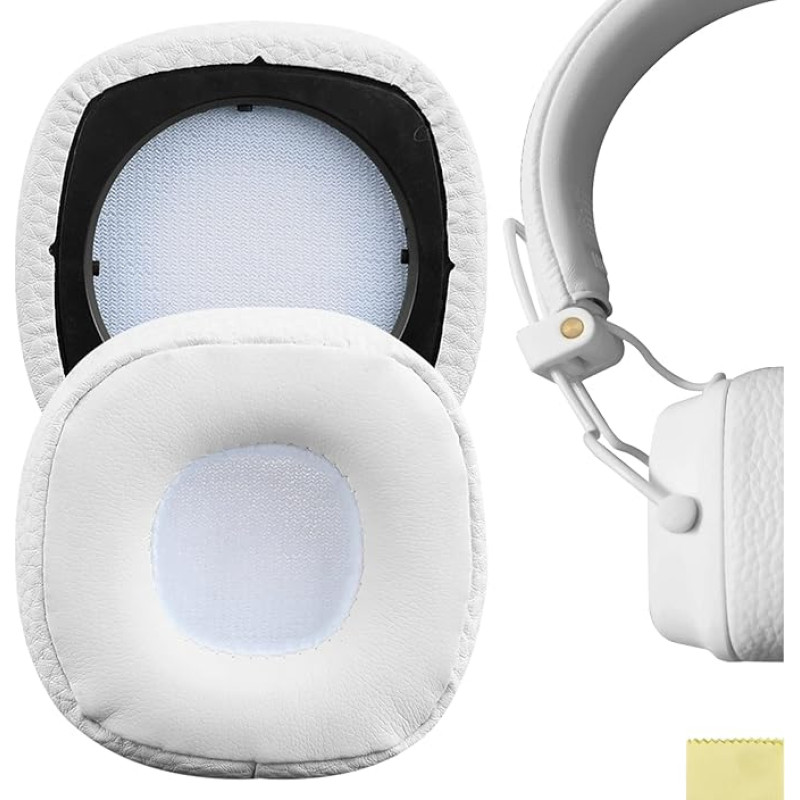 Geekria QuickFit Protein Leather Replacement Ear Pads for Marshall Major III Wired, Major III Bluetooth Wireless, MID ANC Headphones Ear Pads, Headset Ear Pads, Ear Cups Repair Parts (White)