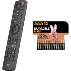 One For All Contour 8 Universal Remote Control TV - Control of 8 Devices - Guaranteed to Work - URC1280 & Duracell Plus AAA Micro Alkaline Batteries, 1.5V LR03 MN2400, Pack of 12