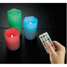 Lunartec LED Candles Colour Changing: Real Wax Candles with Colour Changing LED and Remote Control, Set of 3 (Real Candle with Colour Changing, Rainbow Candles Colour Changing, Battery Lights)