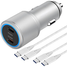 Car Charger Dual USB C 30W+20W with Cable for Samsung Galaxy S23/S23 Plus/S23 Ultra/S22 S21 S20 FE 5G, A54 A34 A53 A23 A33A52S, Xiaomi Redmi Note 10 11 Pro+, Quick Cigarette Lighter Adapter