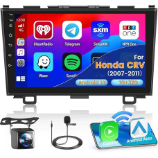 Hikity Android 13 Car Radio for Honda CRV 2007 2008 2009 2010 2011 with Wireless Carplay Android Car 9 Inch Screen Car Radio with GPS WiFi Bluetooth FM RDS HI-FI MIC Reversing Camera