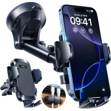 YRU Mobile Phone Holder Car [2024 Best] Mobile Phone Holder Car [Upgrade Strong Suction Cup & Clip] Universal Car Mobile Phone Holder Dashboard Disc Ventilation for iPhone 15 Pro Max 14 13 Samsung,