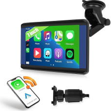 Wireless Carplay & Android Car 7 Inch IPS Touchscreen Portable Car Radio with Bluetooth Car Radio Receiver Support Siri Assistant FM Transmitter