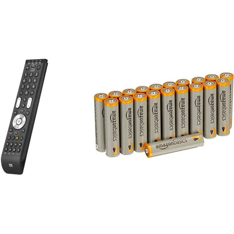 Essence 4 universal remote control from One For All, control of 4 devices, TV set top box, DVD Blu-ray player and audio devices, guaranteed to work with all manufacturer brands. URC 7140.