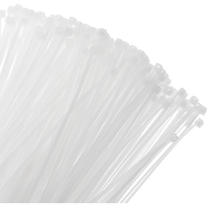 sourcing map Kabelbinder aus Nylon, selbstsichernd, klein, 4 mm, für Kabelmanagement, Weiß, 15 cm, 400 Stück