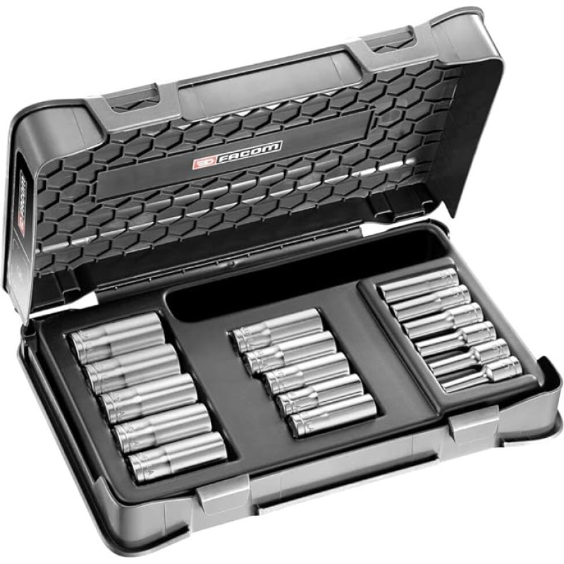 3/8 colių ilgio 12 metrinių veržliarakčių rinkinys 16 dalių