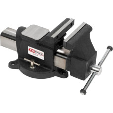 KS Tools 914.0145 - Werkbank-Schraubstock in Gebogenen, 125 mm - Tischschraubstock aus Gusseisen mit Stahlbacken - vielseitig einsetzbarer Boden - austauschbare Backen - Abstand bis 130 mm