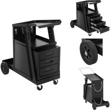 Stamos Germany Steel workshop welding cart with 3 drawers 2 shelves load capacity up to 75kg