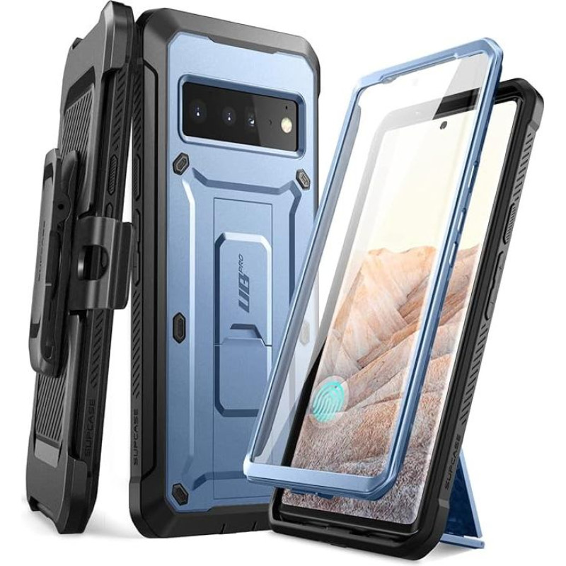 SUPCASE Outdoor Case for Google Pixel 6 Pro (6.7 Inch) 360 Degree Mobile Phone Case Bumper Case Robust Protective Cover [Unicorn Beetle Pro] with Screen Protector and Belt Clip 2021 Edition (Blue)