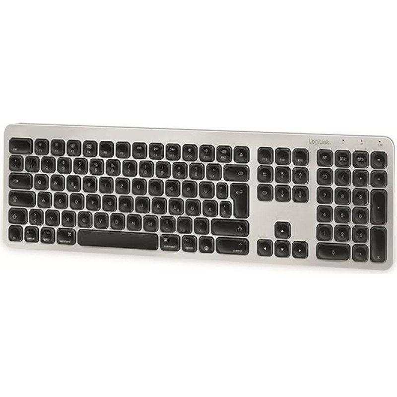 LogiLink ID0206 Bluetooth Multi-Device Keyboard, Max. 3 Devices Pairing, Silver