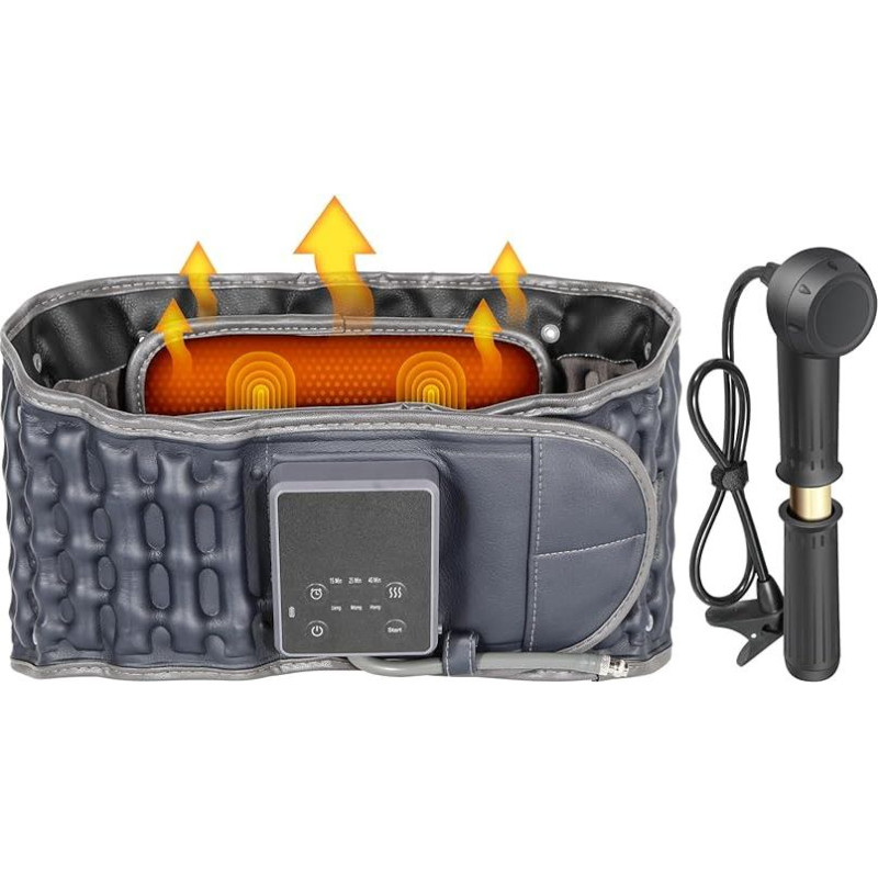 Dekompresinis nugaros diržas su šildymo padu ir masažuokliu apatinės nugaros dalies skausmui malšinti, juosmens traukos įtaisas, nugaros masažuoklis su šiluma, vienas dydis tinka juosmeniui nuo 29 iki 49 colių