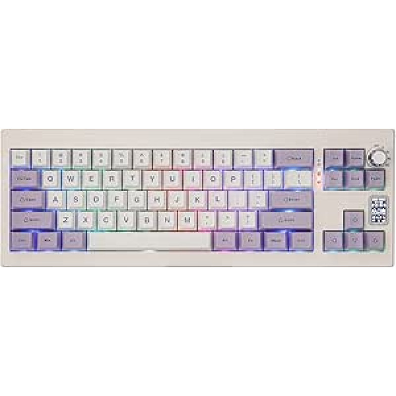 EPOMAKER Shadow-X Gasket Mechanical Keyboard with Wired/Bluetooth/Wireless, with Screen, Hot Swap, 3000 mAh, Poron Foam, Silicone Pad for PC/Mac (White Purple, Wisteria Linear Switch)