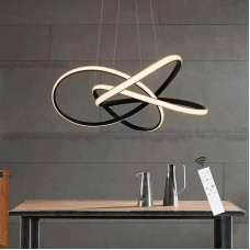 ZMH LED Pendant Light Living Room Black Pendant Lamp Height Adjustable Diameter 58 cm 68 W Rings Chandelier Ceiling Light Dimmable with Remote Control Study Kitchen Dining Room Stair Light Coffee Room