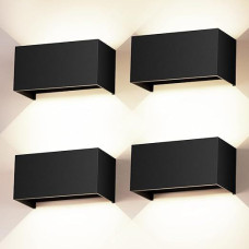 4 pakuočių 24 W LED sieninis šviestuvas vidaus/ lauko juodos spalvos sieniniai šviestuvai aukštyn ir žemyn reguliuojamas šviesos spindulys lauko šviestuvai LED natūralios baltos spalvos 4000 K sieninis šviestuvas lauko LED IP65 vandeniui atsparūs sieninia