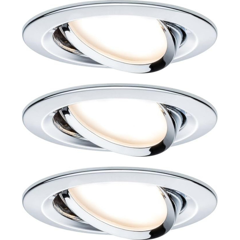 Paulmann 93880 Premium Recessed Light Set Coin Slim dimmable Round swiveling LED 3x6.8W 2700K 230V 51mm chr/alu, Aluminium zinc 6.8 W, Chrome