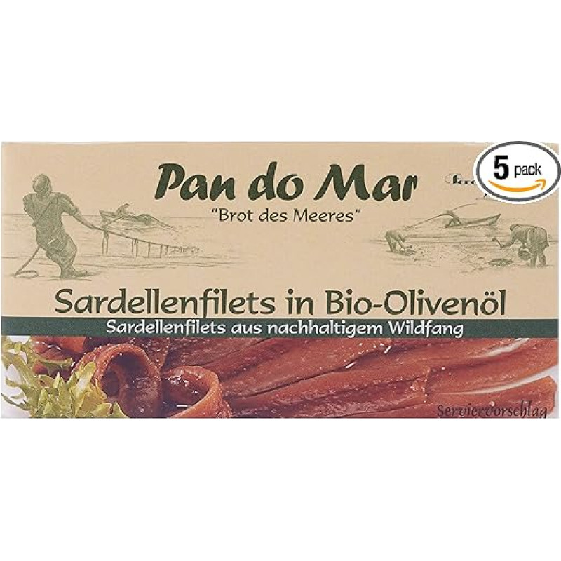 Pan do Mar Ančiuvių filė ekologiškame alyvuogių aliejuje, 5 x 50 g