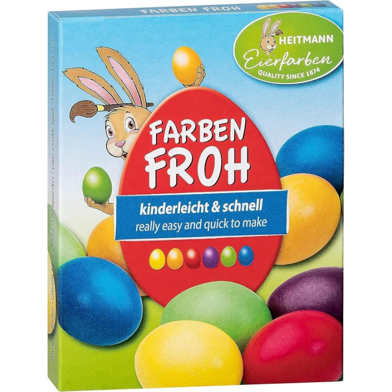 Heitmann Eierfarben Colour Fullness Liquid Egg Dyes, Pack of 6, 1017049, Yellow, Orange, Red, Green, Blue, Plum 30 ml