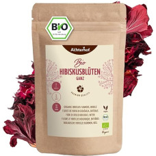 Achterhof Hibiscus Flowers Organic Whole Dried 250 g Slightly Sour Fruity Flavour Organic Quality Sweet Aromatic Hibiscus Tea Ideal for Salads, Desserts, Cakes, Joguhrts