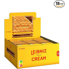 LEIBNIZ Cream Choco, Counter Stand, 2 Crispy Butter Biscuits with Delicate Chocolate Cream, Practical Pack of 2 Stands (18 x 38 g)