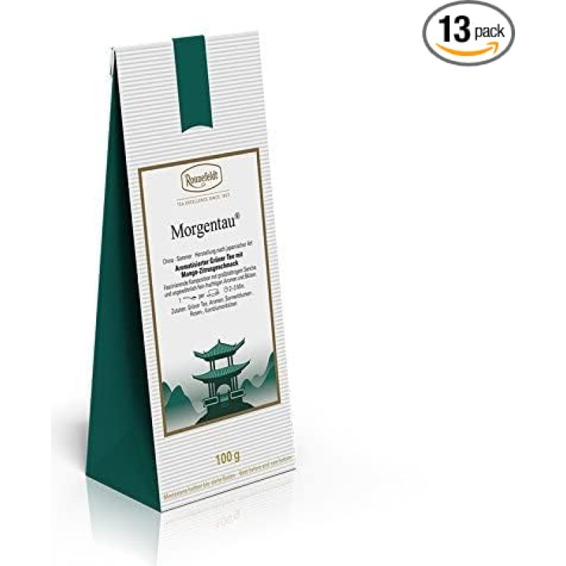 Ronnefeldt Morgentau® Green Tea with Mango Citrus Flavour, 1300 g (13 x 100 g)
