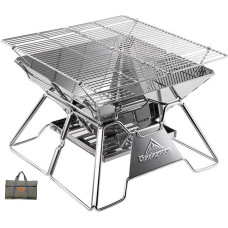 Campingmoon Campingmoon Camping Barbecue Nerūdijančio plieno sulankstomas nešiojamas nešiojamas anglių grilis 14 colių su krepšiu MT-2