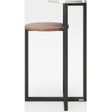 PLAYBOY šoninis staliukas su 2 lentynomis, baltos/balkšvabalio spalvos su matiniu juodu metaliniu rėmu, retro dizainas, gėlių kolonėlė, naktinis staliukas, svetainės, prieškambario baldai, augalų stovas