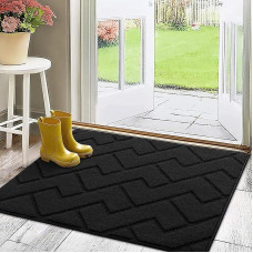 Biscpro Doormat Indoor Outdoor 80 x 100 cm, Dirt Trapper Mat Non-Slip Door Mat, Indoor Washable Entrance Rug Indoor Floor Mats, Front Door Thin Indoor for Entrance, Hallway, Garden, Indoor, Pet Black
