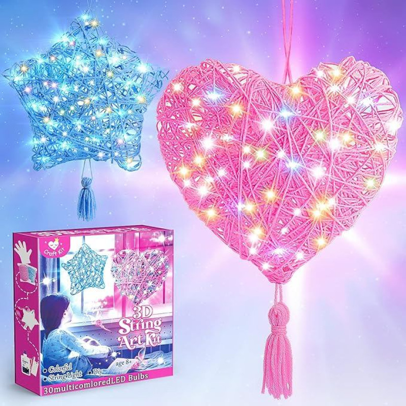 Qukir Craft Set Girls, 3D String Art Kit for Children from 9 10 11 Years Gift 8 9 10 Years Girls for Games from 9-14 Years Lantern Handmade Decorations