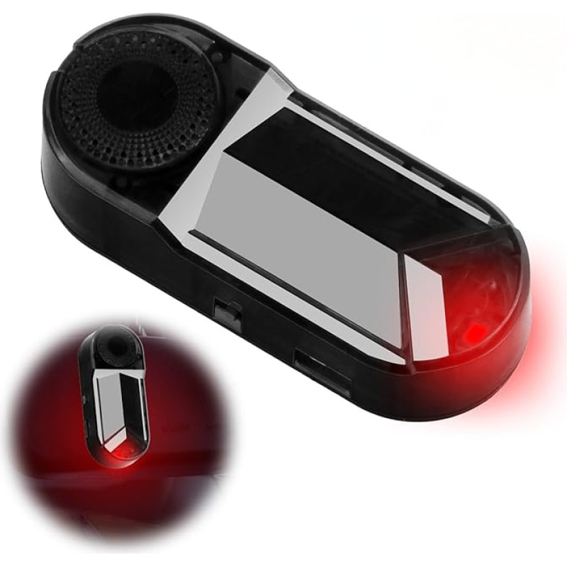 Solar Powered Fake Car Alarm Flashing Light with Red LED Intelligent Light Sensor USB Backup Charging Anti-Theft Dummy Alarm for Car Van Security Simulated