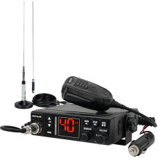 Retevis MB63A CB Radio, AM/FM CB Radio, NB/ANL Noise Filter, 12V/24V, PA System, VOX, EMG CH9/19, Amateur Radio for Truck (Pack of 1, Black) (CB Radio with Antenna)
