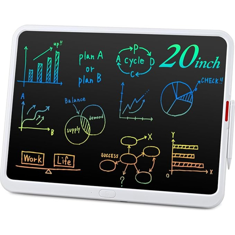 20 Inch Magnetic Whiteboard, 33 x 44 cm, LCD Writing Board, Electronic LCD Painting Board for Home, Office, Business and School