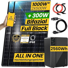 1000 W / 800 W balkono elektrinė su atmintimi Pilnas komplektas 2,56 kWh 