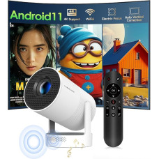 Mini Projector 4K Supports Android 11, Smart Projector Electric Focus 5G WiFi 6 BT 5.0, Mini Portable Projector Full HD 1080P Supports 260ANSI Auto Horizontal Trapezoid Correction
