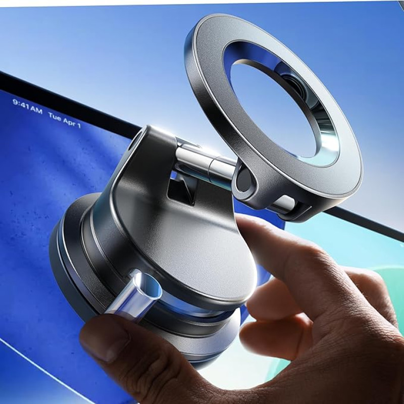 LISEN Car Mobile Phone Holder for Magsafe - [15.5 kg Suction Cup & 20.6N Magnet] Vacuum Car Mount Mobile Phone Mag Safe Holder Car Magnetic Holder for iPhone 16 Pro Max, Galaxy S25 Ultra, Xiaomi