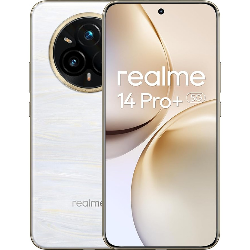 realme 14 Pro+ Smartphone 5 g, 8 + 256 GB, White, Sony 3X Periscope OIS AI Camera, Cold-Sensitive Colour-Changing Design, 5260 mAh Battery, IP66/68/69, 120 Hz Eye Protection Display, Amazon Exclusive,